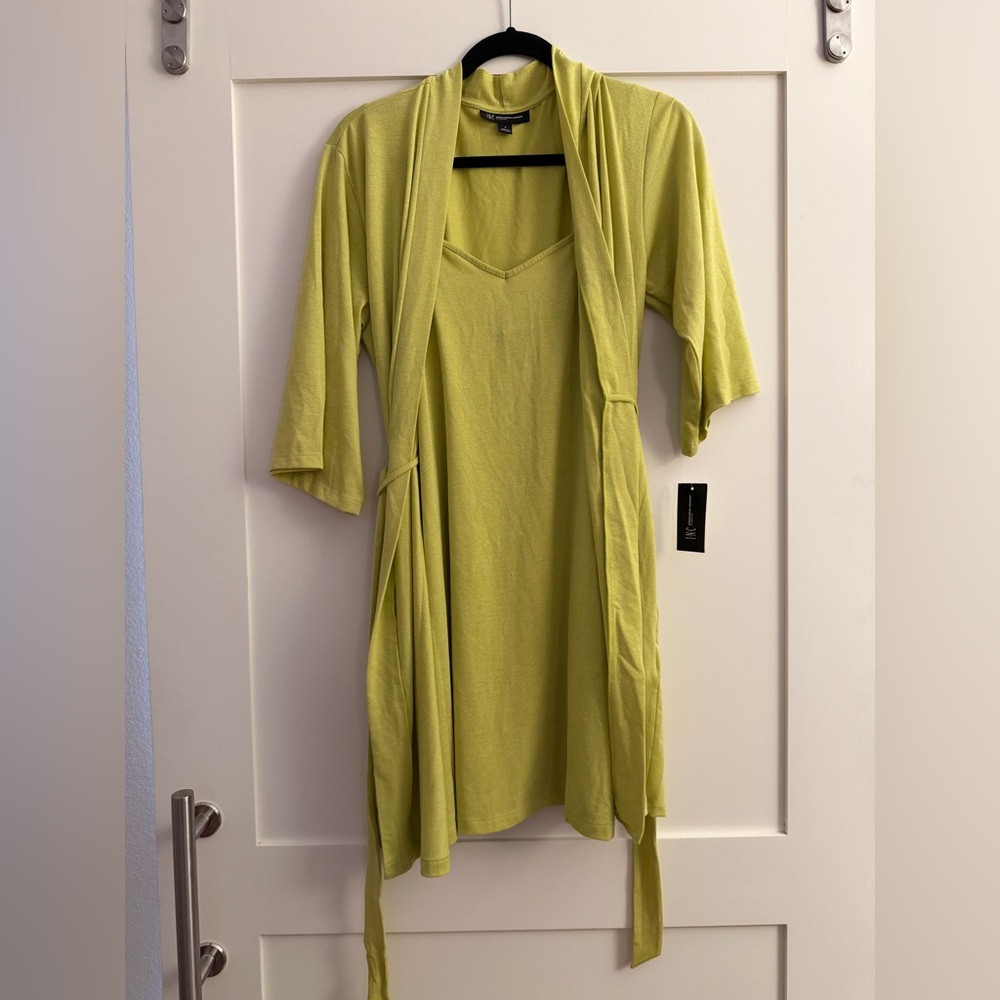 NEW WITH TAGS I.N.C. lime sparkle belted 2-piece set- (size S)